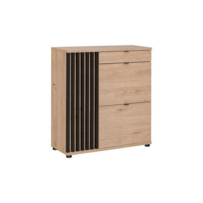Arte Pedro Shoe Cabinet: Optimal Footwear Storage Solution - W900mm X H940mm X D350mm In Jackson Hickory & Black - image 1