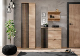Arte Pedro Shoe Cabinet: Optimal Footwear Storage Solution - W900mm X H940mm X D350mm In Jackson Hickory & Black - thumbnail 3