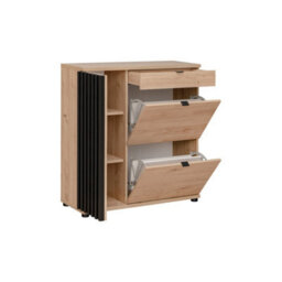 Arte Pedro Shoe Cabinet: Optimal Footwear Storage Solution - W900mm X H940mm X D350mm In Jackson Hickory & Black - thumbnail 2