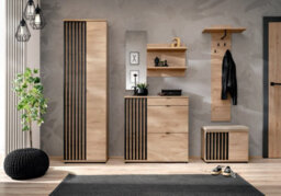 Arte Pedro Shoe Cabinet: Optimal Footwear Storage Solution - W900mm X H940mm X D350mm In Jackson Hickory & Black - thumbnail 4