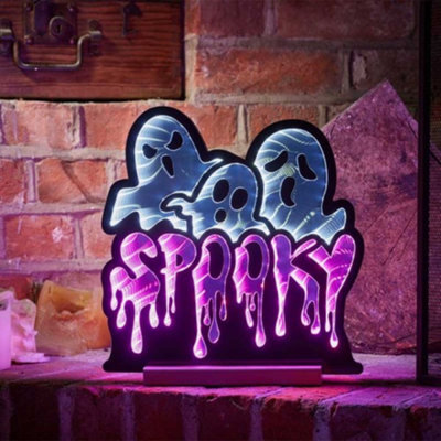 Spooky Boo Led Infinity Mirror Halloween Decor