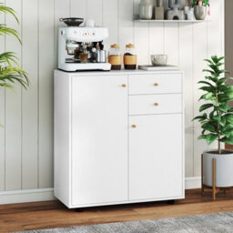 Gainoom Kitchen Sideboard Buffet Cabinet Coffee Bar Cabinet W/2 Drawers-White - thumbnail 7