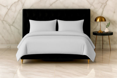 Microfibre Soft Touch Duvet Cover And Pillowcase/s Set Bed Linen Silver - image 1