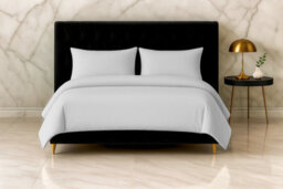 Microfibre Soft Touch Duvet Cover And Pillowcase/s Set Bed Linen Silver - thumbnail 1