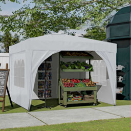 Birchtree Waterproof 3M X 3M Heavy Duty Pop Up Gazebo Marquee Garden Awning Party Tent Canopy 600D Polyester Steel Frame White - thumbnail 3