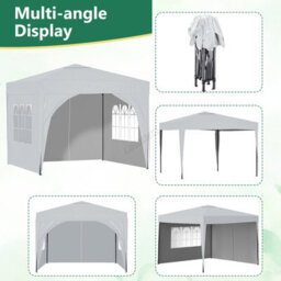 Birchtree Waterproof 3M X 3M Heavy Duty Pop Up Gazebo Marquee Garden Awning Party Tent Canopy 600D Polyester Steel Frame White - thumbnail 7
