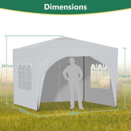Birchtree Waterproof 3M X 3M Heavy Duty Pop Up Gazebo Marquee Garden Awning Party Tent Canopy 600D Polyester Steel Frame White - thumbnail 4