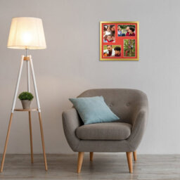 AK Frames 12X12 Gold Sleek Multi Photo Frame With Poppy Red Mount - Holds 4 Apertures (4X) 6X4 Photos - thumbnail 3