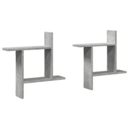 Berkfield Wall Shelves 2 Pcs Concrete Grey 50X12X50 Cm Engineered Wood - thumbnail 2