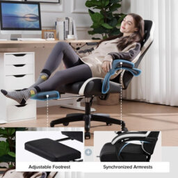 Gtplayer Gaming Chair With Footrest, Ergonomic Computer Desk Chair With Pocket Spring Cushion, Home Office Chair, Pu, Black - thumbnail 6