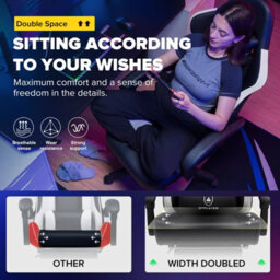 Gtplayer Gaming Chair With Footrest, Ergonomic Computer Desk Chair With Pocket Spring Cushion, Home Office Chair, Pu, Black - thumbnail 3
