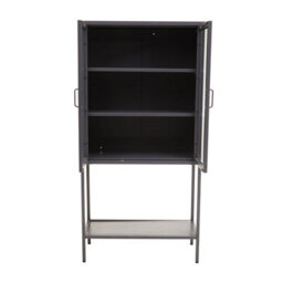 Orsina Stylish Two Door Grey Metal Cabinet, Industrial Storage Cabinet For Bedroom, Contemporary Sideboard Cabinet - thumbnail 2