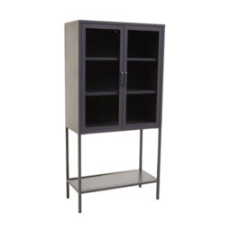 Orsina Stylish Two Door Grey Metal Cabinet, Industrial Storage Cabinet For Bedroom, Contemporary Sideboard Cabinet - thumbnail 3