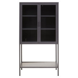 Orsina Stylish Two Door Grey Metal Cabinet, Industrial Storage Cabinet For Bedroom, Contemporary Sideboard Cabinet - thumbnail 1