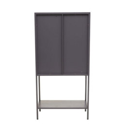 Orsina Stylish Two Door Grey Metal Cabinet, Industrial Storage Cabinet For Bedroom, Contemporary Sideboard Cabinet - thumbnail 5