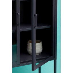 Orsina Stylish Two Door Grey Metal Cabinet, Industrial Storage Cabinet For Bedroom, Contemporary Sideboard Cabinet - thumbnail 9
