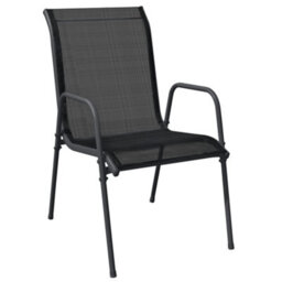 Berkfield 3 Piece Garden Dining Set Black Steel And Textilene - thumbnail 3