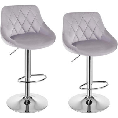 2X Bar Stools Kitchen Island Breakfast Barstool Metal Frame Swivel Stools 150Kg - Light Grey - image 1