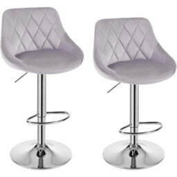2X Bar Stools Kitchen Island Breakfast Barstool Metal Frame Swivel Stools 150Kg - Light Grey