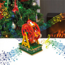 Netagon Home Festive Wooden Christmas Musical Ferris Wheel Music Box Ornament - thumbnail 4