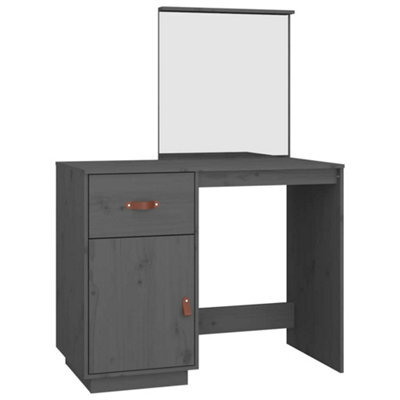 Berkfield Elegant Dressing Table Grey 95X50X134 Cm Solid Wood Pine