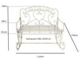 Aspect Furniture Salvora Outdoor Metal Rocking Chair/garden Bench,distressed White - thumbnail 6