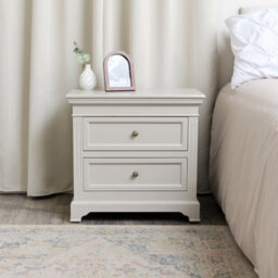 Melody Maison Large Taupe-Grey Two Drawer Bedside Table - Daventry Taupe-Grey Range - thumbnail 3