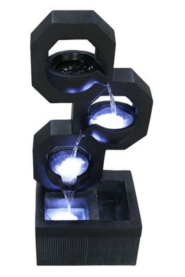 Outdoor Living UK Solar Bexley Modern Bowls Modern Water Feature With Cover