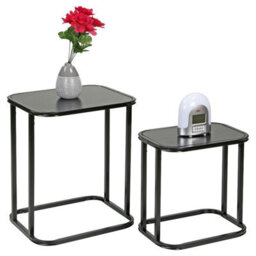 Taylor & Brown 2 Pack Nesting Coffee Tables For Living Room, Metal Frame With Mdf Top, Modern Nest Of 2 Sofa Side End Tables
