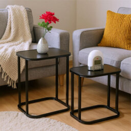 Taylor & Brown 2 Pack Nesting Coffee Tables For Living Room, Metal Frame With Mdf Top, Modern Nest Of 2 Sofa Side End Tables - thumbnail 2