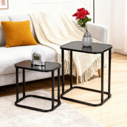 Taylor & Brown 2 Pack Nesting Coffee Tables For Living Room, Metal Frame With Mdf Top, Modern Nest Of 2 Sofa Side End Tables - thumbnail 3