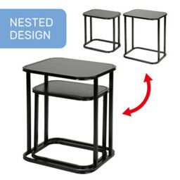 Taylor & Brown 2 Pack Nesting Coffee Tables For Living Room, Metal Frame With Mdf Top, Modern Nest Of 2 Sofa Side End Tables - thumbnail 5