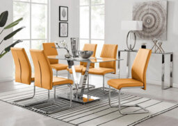 Furniturebox Uk Florini V Grey Dining Table And 6 Mustard Lorenzo Chairs - thumbnail 1