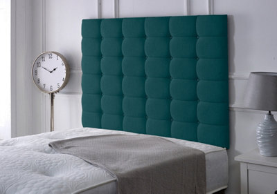 "Slumbre High Cubed Chenille 5Ft Kingsize 36"" Headboard -  Teal"