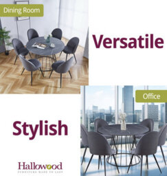 Hallowood Furniture Cullompton Large 120Cm Round Table With 6 Grey Curved Back Chairs - thumbnail 6