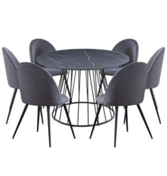 Hallowood Furniture Cullompton Large 120Cm Round Table With 6 Grey Curved Back Chairs - thumbnail 8