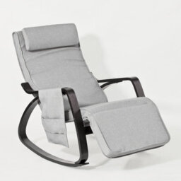 Sobuy Fst20-Hg,rocking Chair Relax Lounge Chair With Headrest & Adjustable Footrest & Removable Side Bag Grey,w66.5Xd93Xh110