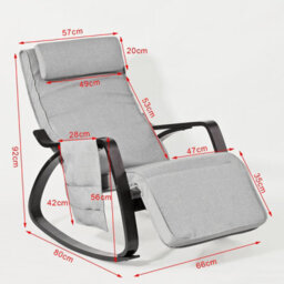 Sobuy Fst20-Hg,rocking Chair Relax Lounge Chair With Headrest & Adjustable Footrest & Removable Side Bag Grey,w66.5Xd93Xh110 - thumbnail 3