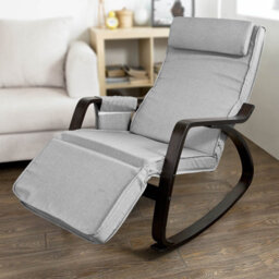 Sobuy Fst20-Hg,rocking Chair Relax Lounge Chair With Headrest & Adjustable Footrest & Removable Side Bag Grey,w66.5Xd93Xh110 - thumbnail 2