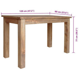 Vidaxl Dining Table Solid Mahogany Wood 120X60X77 Cm - thumbnail 3