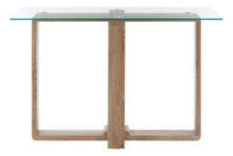 Premier Housewares Interiors By Premier Tempered Glass Console Table, Elegant Hallway Table For Livingroom, Airy Modern Console Table For Bedroom - thumbnail 1