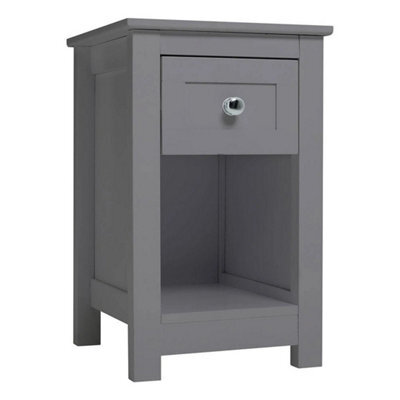 Grey Wooden Slim Side End Table Narrow Bedside Storage Cabinet Nightstand Drawer - image 1