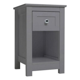 Grey Wooden Slim Side End Table Narrow Bedside Storage Cabinet Nightstand Drawer - thumbnail 1