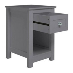 Grey Wooden Slim Side End Table Narrow Bedside Storage Cabinet Nightstand Drawer - thumbnail 6