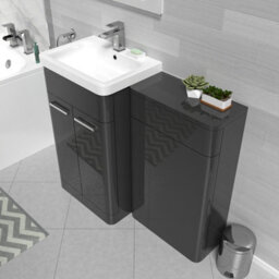 Nes Home Bathroom Anthracite 1000mm Freestanding Cabinet Ceramic Basin & Wc Unit - thumbnail 2