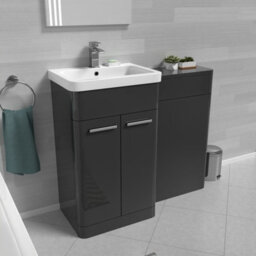 Nes Home Bathroom Anthracite 1000mm Freestanding Cabinet Ceramic Basin & Wc Unit - thumbnail 1