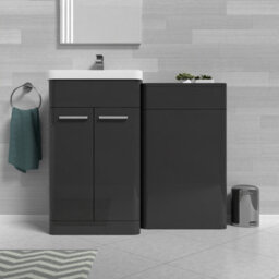 Nes Home Bathroom Anthracite 1000mm Freestanding Cabinet Ceramic Basin & Wc Unit - thumbnail 4