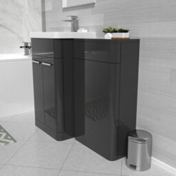 Nes Home Bathroom Anthracite 1000mm Freestanding Cabinet Ceramic Basin & Wc Unit - thumbnail 5