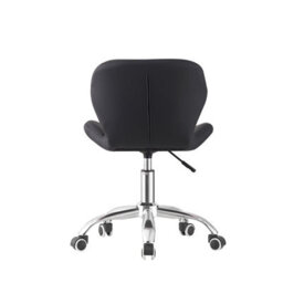 Black Chair Cushioned Computer Office Chair Chrome Legs Swivel Adjustable Vanity Stool - thumbnail 5