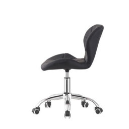 Black Chair Cushioned Computer Office Chair Chrome Legs Swivel Adjustable Vanity Stool - thumbnail 6